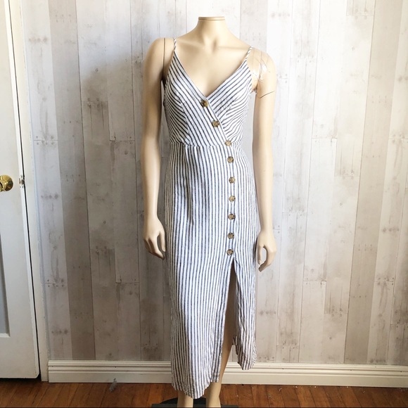 ❌SOLD❌ [Urban Outfitters] Striped Linen Midi Dress - Picture 2 of 8